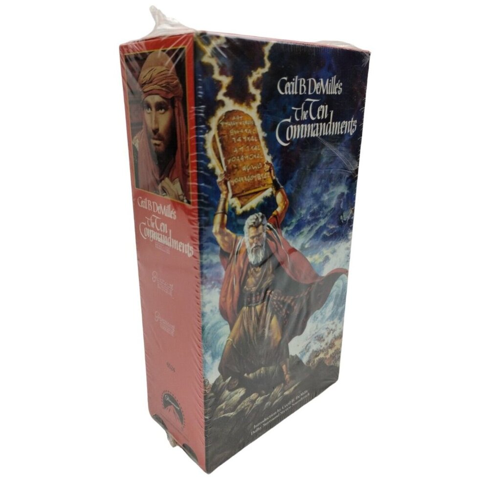 The Ten Commandments 2 Tape VHS, Cecil B DeMille 1990 Charlton Heston